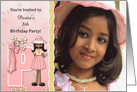 Young Ethnic Girl’s Age & Name Specific P Birthday Party Invitation card