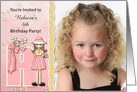 Young Girl’s Age & Name Specific R Birthday Party Invitation card