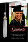 Graduation Party Invitation Red/Black Tassel Custom Photo, Name & Year card