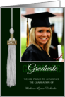 Graduation Party Invitation Green Tassel Custom Photo, Name, Year card