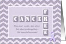Cancer Free! Purple chevron congratulations card