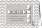 Cancer Free! Gray chevron congratulations card