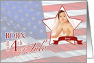 Birth Announcement - Born on the 4th of July Custom Photo/Name card