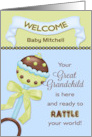 For Great Grandparent Welcome 1st Great Grandchild Custom Name Rattle card