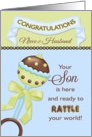 Congratulations Niece & Husband - Birth of Son Rattle card