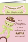 Congratulations Son & Daughter-in-Law - Birth of Daughter Rattle card