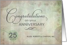 Employee 25th Anniversary Congratulations custom name / years card