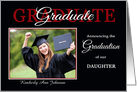 Daughter Graduation Announcement - Red / Black name & photo card