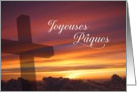 French - Happy Easter Sunset Cross card