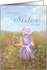 Sister-In-Law Birthday - girl in lavender picking flowers card