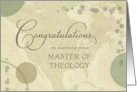 Congratulations Master of Theology Degree - neutral colors card