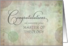 Congratulations Master of Theology Degree - green card