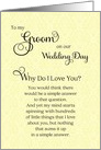 To Groom on Wedding Day, Why Do I Love You? card