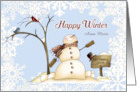 Happy Winter Snowman Personalize with Name and Date card