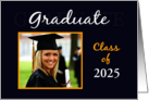 Congratulations Graduate Class of Custom Year Navy and Gold Photo card