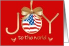 Joy to the World Patriotic Flag Christmas card