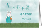 Hoppy Easter Bunny Rabbit - Custom Name - Michael card