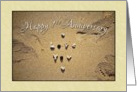 Love You - 1st anniversary seashells on the beach card