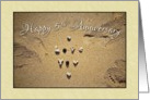 Love You - to Spouse on 5th anniversary seashells on beach card