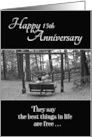 Happy 15th Anniversary Best Things in Life Couple with Dog on Swing card