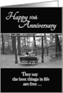 Happy 10th Anniversary Best Things in Life Couple with Dog on Swing card