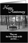 Happy Anniversary Best Things in Life Couple with Dog on Swing card