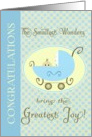 Congratulations - birth of son baby carriage card