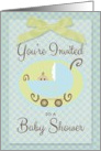 Baby Shower Invitation with Blue Baby Stroller card