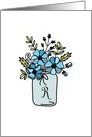 Monogrammed Modern Flower Pot Doodle - Initial R (blue) card