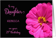 Daughter 21st Birthday Custom Name Pink Camellia Flower card