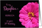Daughter 21st Birthday Custom Name Pink Camellia Flower card