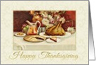 Happy Thanksgiving Vintage dining room table painting card