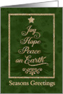 Joy Hope Peace Seasons Greetings card