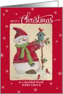 Custom Friend’s Name Snowman Merry Christmas card