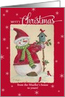Custom Name Greeting Snowman Merry Christmas card