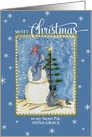 Custom Name Secret Pal Snowman Merry Christmas card