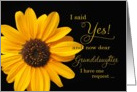 Granddaughter Will you be my Flower Girl - white flower card