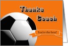 Orange Thanks Soccer Coach card