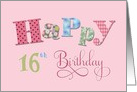 16th Happy Birthday card