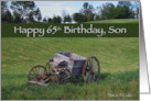 Son 65th Birthday Antique Wagon card