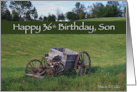 Son 36th Birthday Antique Wagon card