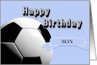Blue Soccer Son Happy Birthday card