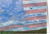 Land of the Free Military family Thank you, American flag & Eagle card