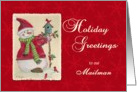 Mailman Holiday Greetings Snowman card