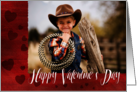 Valentine’s Day Red Barnwood Hearts Custom Photo card