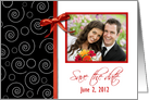 Save the Date, Red & Black, Photo Card Template card