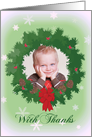 Wreath Photo Card - Thank you for the Christmas Gift card
