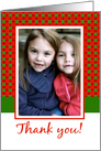 Red/Green Photo Card-Thank you for Christmas Gift card