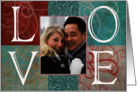 LOVE Valentine Distressed Swirls & Glitter Effect Custom Photo card
