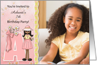 Young Ethnic Girl’s Age & Name Specific A Birthday Party Invitation card